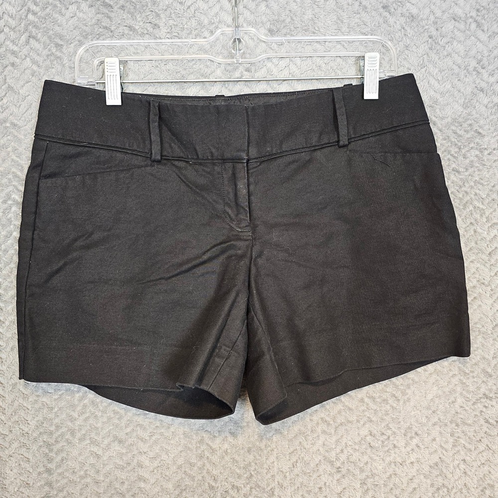 Preppy Dark Academia Black‎ Cotton Stretch Tailored Chino Shorts Size 6 Mid Rise